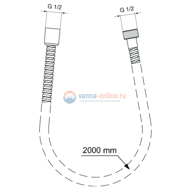 Металлический шланг для душа 2000 мм Ideal Standard IDEALRAIN BF200AA