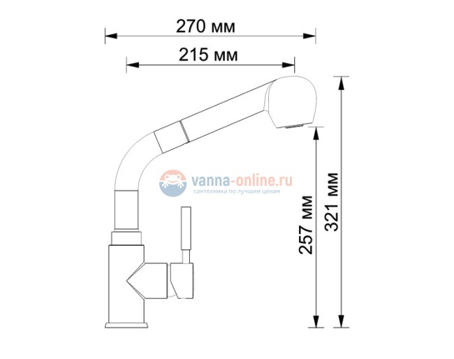 Смеситель WasserKRAFT MAIN 4166 для кухни с выдвижным изливом, хром