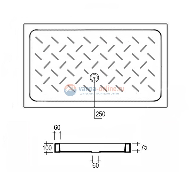 Душевой поддон RGW CR-148 19170384-01 80 x 140 см, керамика, прямоугольный