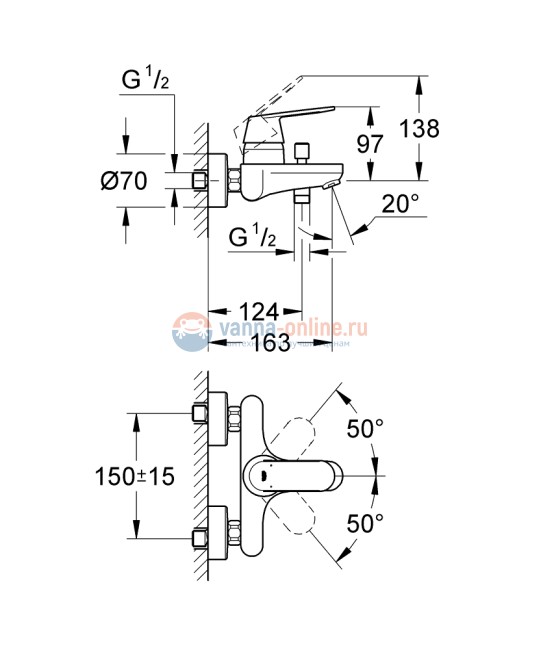 Смеситель Grohe Eurosmart Cosmopolitan 32831000 для ванны и душа Смеситель Grohe Eurosmart Cosmopolitan 32831000 для ванны и душа