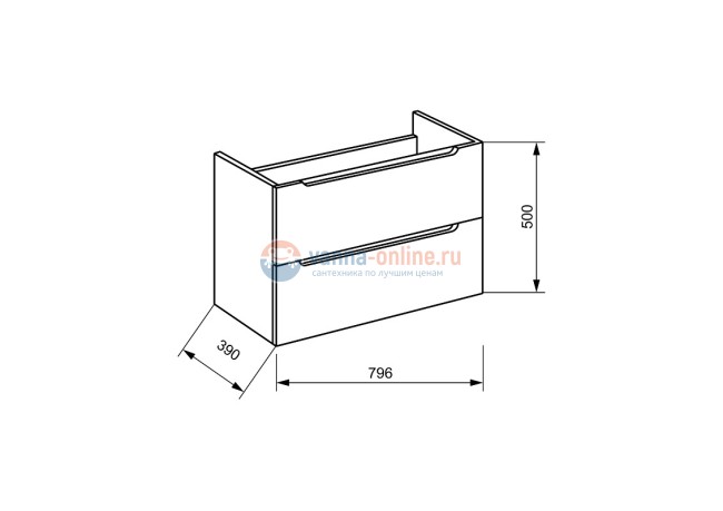 Тумба с раковиной Belbagno ETNA39-800/390-2C-SO-BL-P 80 см подвесная, цвет белый глянцевый (bianco lucido)