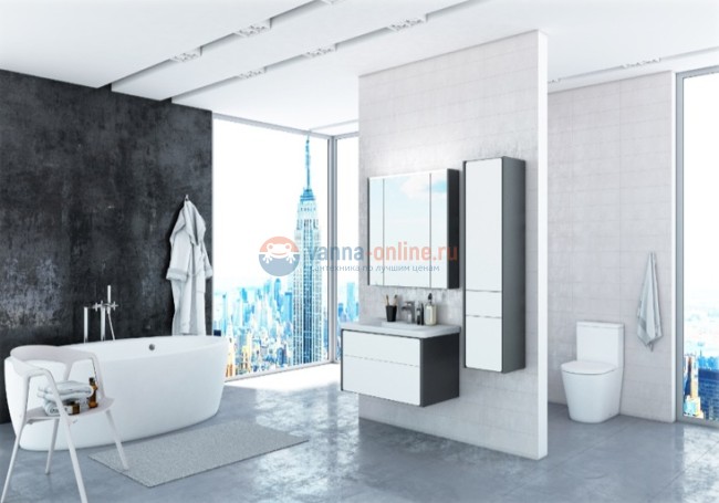 Зеркало-шкаф Roca Ronda 70 см ZRU9302969, цвет: белый глянцевый, антрацит