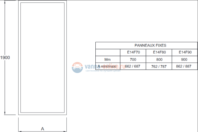 Неподвижная стенка Jacob Delafon E14F90-GA профиль хром, стекло прозрачное Неподвижная стенка Jacob Delafon E14F90-GA профиль хром, стекло прозрачное