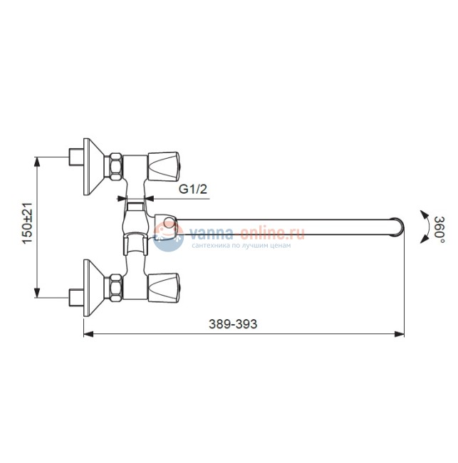 Смеситель Vidima ПРАКТИК (PRACTICE) BA230AA для ванны и душа, поворотный излив, хром Смеситель Vidima ПРАКТИК (PRACTICE) BA230AA для ванны и душа, поворотный излив, хром