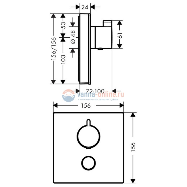 Смеситель Hansgrohe ShowerSelect Highflow термостатический, черный/хром