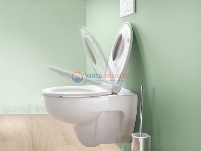 Инсталляция Geberit с безободковым унитазом Geberit Renova, 500.124.TC.R, клавиша цвет глянцевый хром, сиденье микролифт, комплект