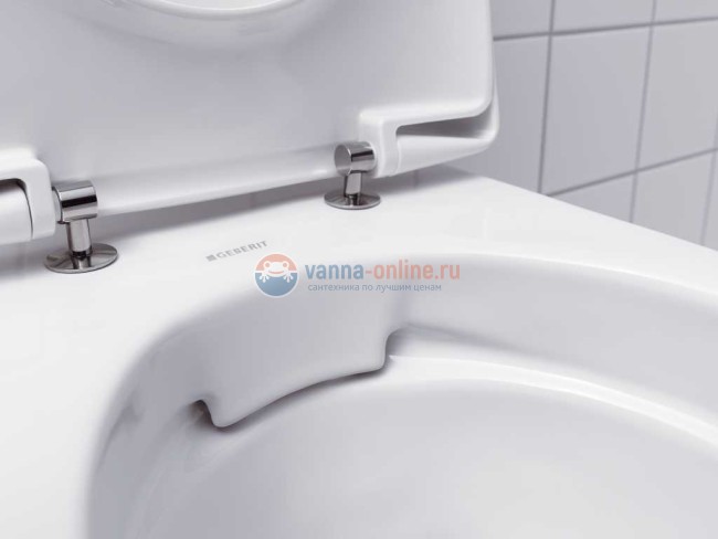 Инсталляция Geberit с безободковым унитазом Geberit Renova, 500.124.TC.R, клавиша цвет глянцевый хром, сиденье микролифт, комплект