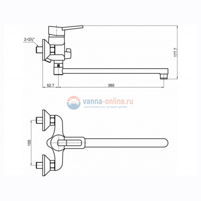 Смеситель Timo Junior Inox 1905Y-CR chrome для ванны и душа, длинный излив Смеситель Timo Junior Inox 1905Y-CR chrome для ванны и душа, длинный излив