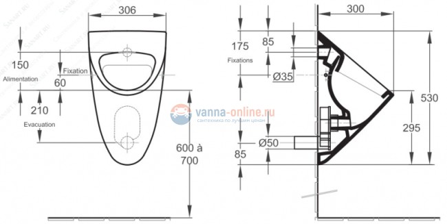 Писсуар Jacob Delafon Odeon E1147-00