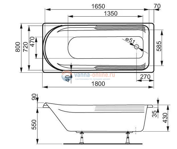 Акриловая ванна Vagnerplast Hera 180 x 80 см Акриловая ванна Vagnerplast Hera 180 x 80 см