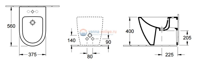 Биде Villeroy&Boch Subway 2.0 5401 0001, напольное Биде Villeroy&Boch Subway 2.0 5401 0001, напольное
