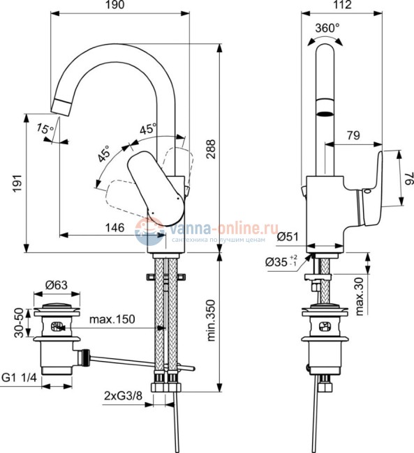 Смеситель для раковины Ideal Standard CERAFLEX B1716AA