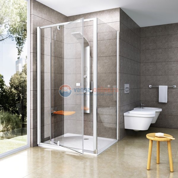 Душевой уголок Ravak Pivot PDOP2+PPS 120 х 90 см, профиль белый, ручки и петли белый, стекло прозрачное