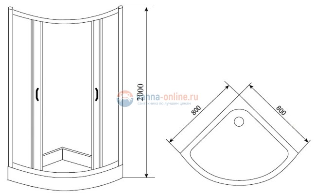 Душевой уголок Timo TL-8001 R Romb Glass, стекло прозрачное с узором, 80 х 80 х 200 см
