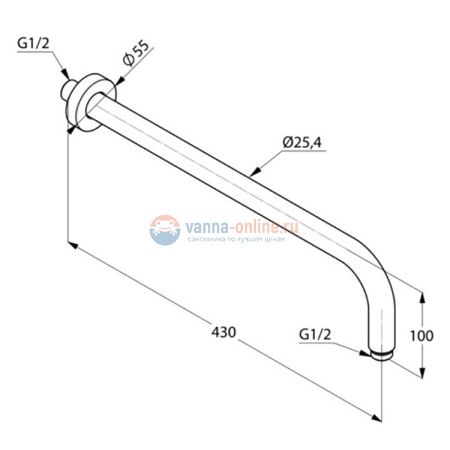 Кронштейн для верхнего душа Kludi A-Qa 6651487-00, черный матовый