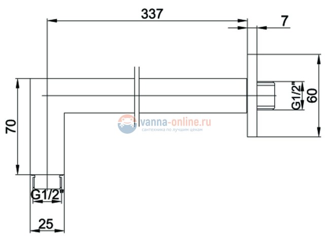 Душевой кронштейн E.C.A 102126699EX