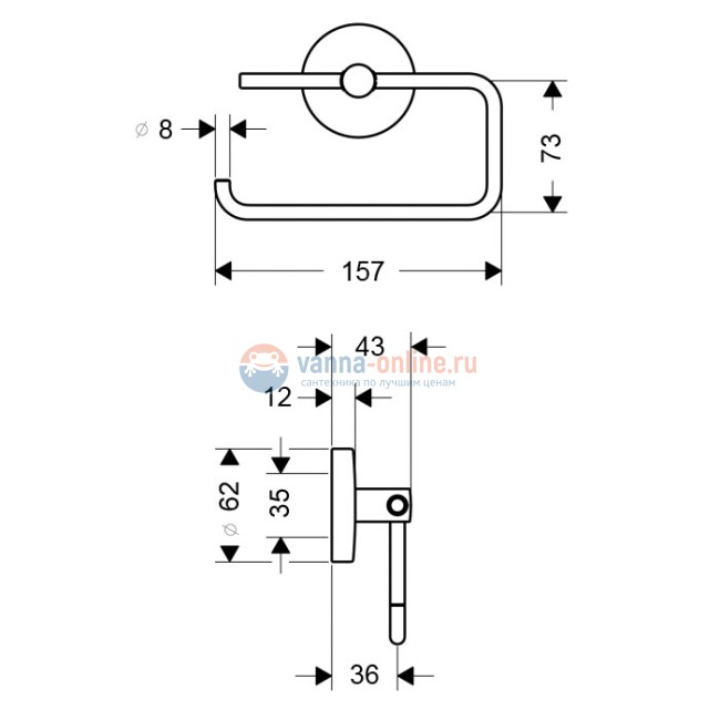 Бумагодержатель Hansgrohe Logis 40526820, шлифованный никель