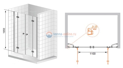 Душевая дверь Cezares VERONA-B-22-240, профиль-хром