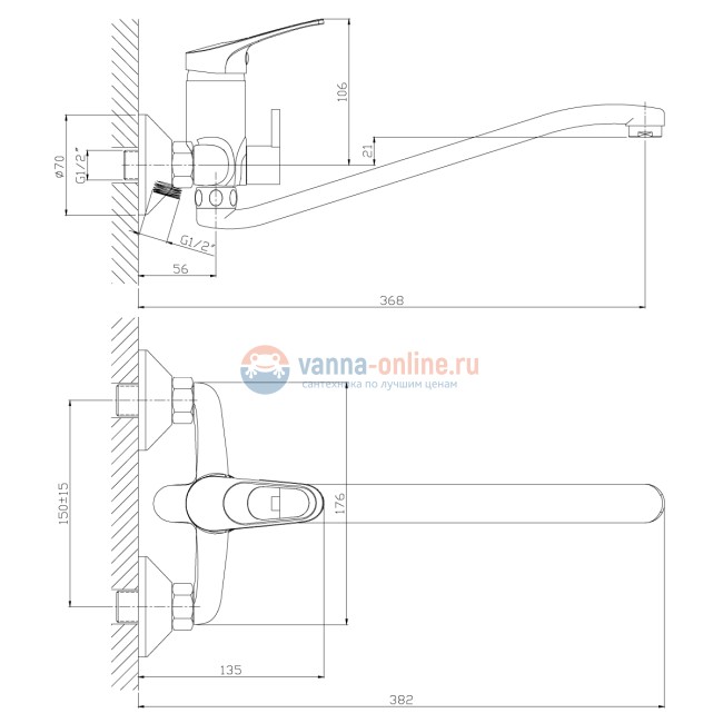 Смеситель Rossinka B35-34 для ванны с S-образным поворотным изливом Смеситель Rossinka B35-34 для ванны с S-образным поворотным изливом