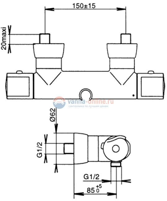 Смеситель Jacob Delafon Salute E71089 для душа термостатический с эксцентриками Смеситель Jacob Delafon Salute E71089 для душа термостатический с эксцентриками