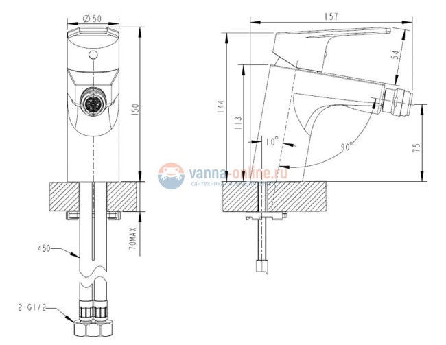 Смеситель Bravat Line F35299C-1 для биде