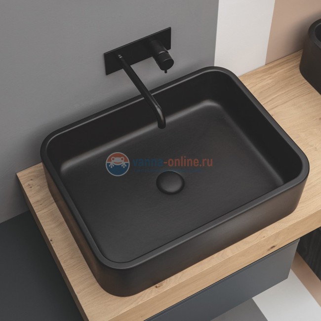 Раковина накладная AXA Cosa 600х450хh160мм., черный матовый