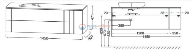 Тумба под раковину Jacob Delafon Nouvelle Vague 145 EB3044-S50, аквамарин сатин