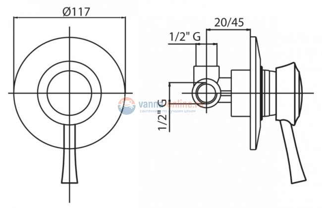 Смеситель для душа Cezares Giubileo GIUBILEO-DIM-03/24