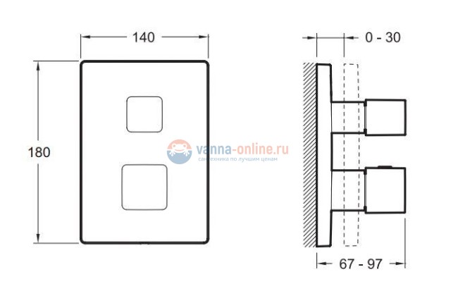 Смеситель термостатический Jacob Delafon Square E75387-CP, для душа, внешняя часть