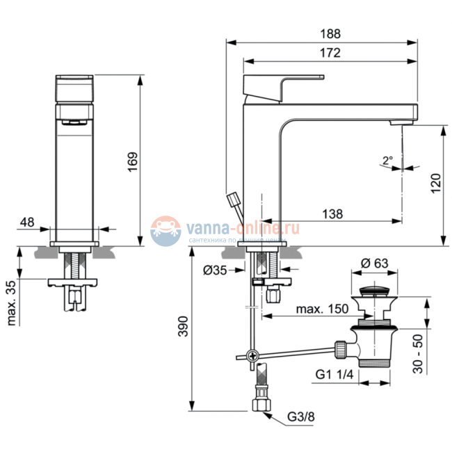 Смеситель для раковины Ideal Standard EDGE A7106AA Смеситель для раковины Ideal Standard EDGE A7106AA