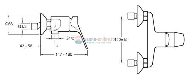Смеситель Jacob Delafon Brive E75765-CP для душа Смеситель Jacob Delafon Brive E75765-CP для душа