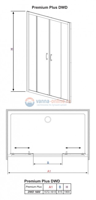 Душевая дверь в нишу Radaway Premium Plus DWD 33363-01 160 см Душевая дверь в нишу Radaway Premium Plus DWD 33363-01 160 см