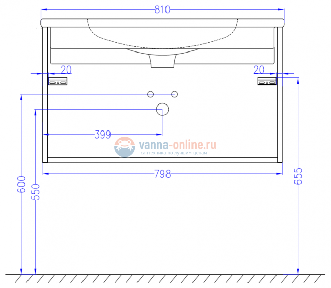 Тумба под раковину Jacob Delafon Madeleine EB2053-J52, 80 см, блестящая черная