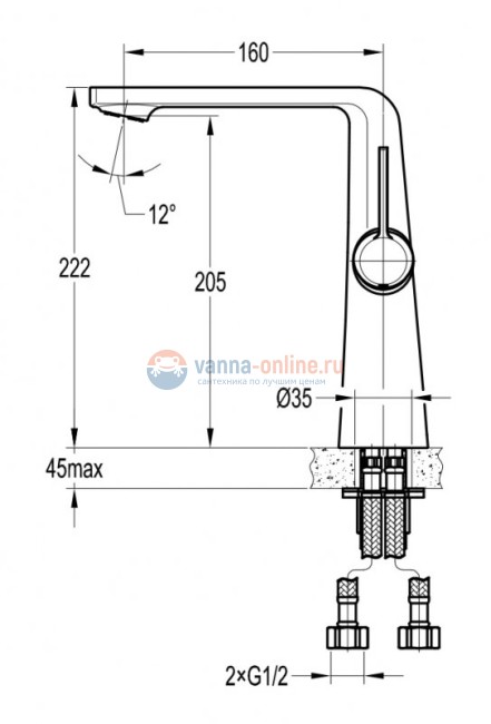 Смеситель для накладной раковины Cezares GLOBO-F-LC-01-W0