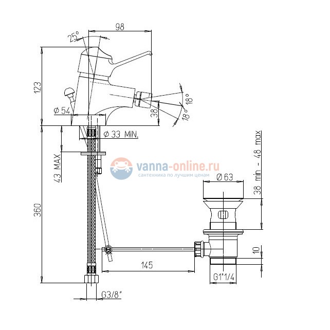 Смеситель для биде Paini Creta