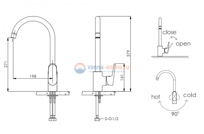 Смеситель Bravat Pure F7105161C для кухонной мойки Смеситель Bravat Pure F7105161C для кухонной мойки
