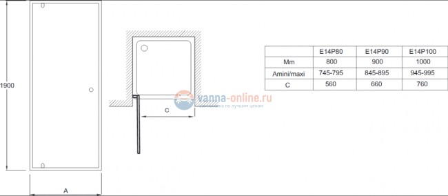 Душевая дверь Jacob Delafon Serenity E14P90-GA профиль хром, стекло прозрачное Душевая дверь Jacob Delafon Serenity E14P90-GA профиль хром, стекло прозрачное