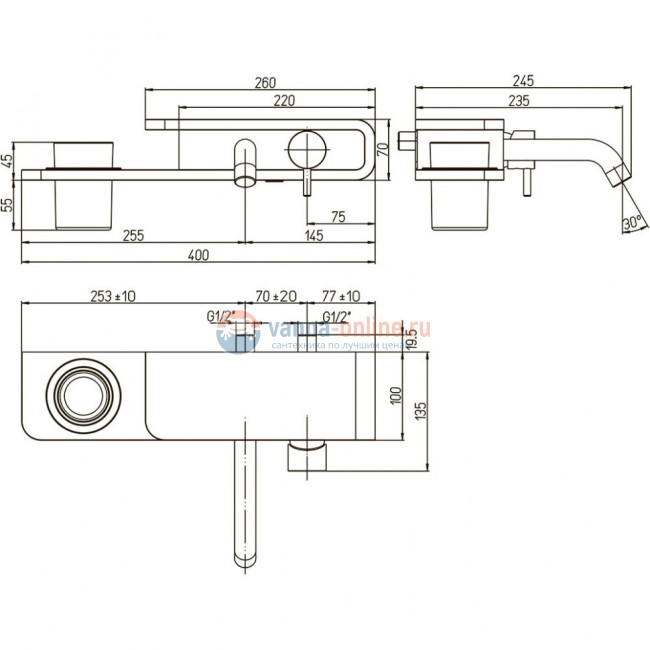 Смеситель для раковины Paini Pad встраиваемый