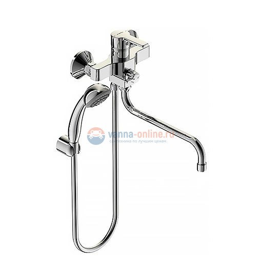 Смеситель Vidima УНО (Uno) BA239AA для ванны и душа с душевым гарнитуром, поворотный излив, хром Смеситель Vidima УНО (Uno) BA239AA для ванны и душа с душевым гарнитуром, поворотный излив, хром