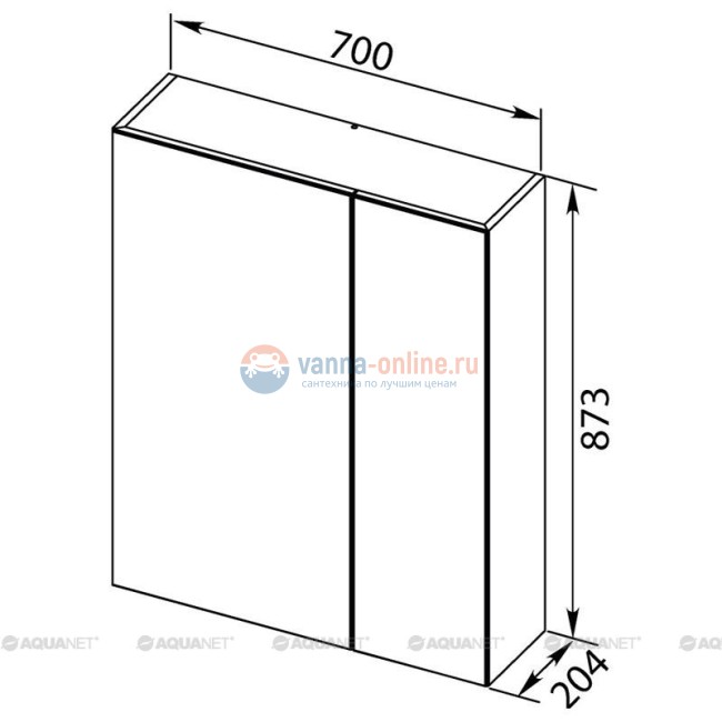 Зеркальный шкаф Aquanet Нью-Йорк 70 00203952, цвет орех