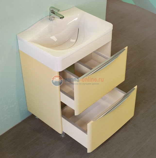 Тумба под раковину Raval Loza 60, Loz.01.60/N/SL, напольная, светлый лён