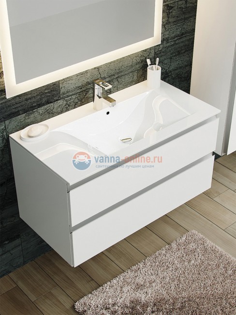 Тумба с раковиной Sanvit Авеню-2 kavenu260, 60 см подвесная, белый глянцевый