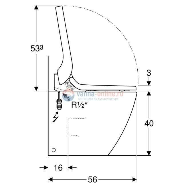 Электронный унитаз-биде Geberit AquaClean Tuma Classic 146.320.11.1 приставной, альпийский белый
