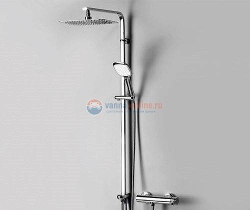 Душевой гарнитур WasserKRAFT A042 с верхним душем 300*200 мм, хром Душевой гарнитур WasserKRAFT A042 с верхним душем 300*200 мм, хром