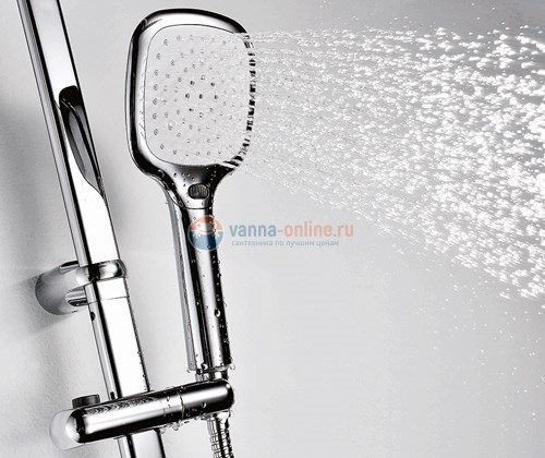 Душевой гарнитур WasserKRAFT A042 с верхним душем 300*200 мм, хром Душевой гарнитур WasserKRAFT A042 с верхним душем 300*200 мм, хром