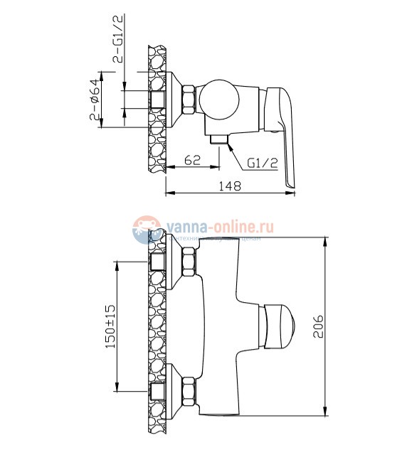 Смеситель Orange Tony M54-200cr для душа