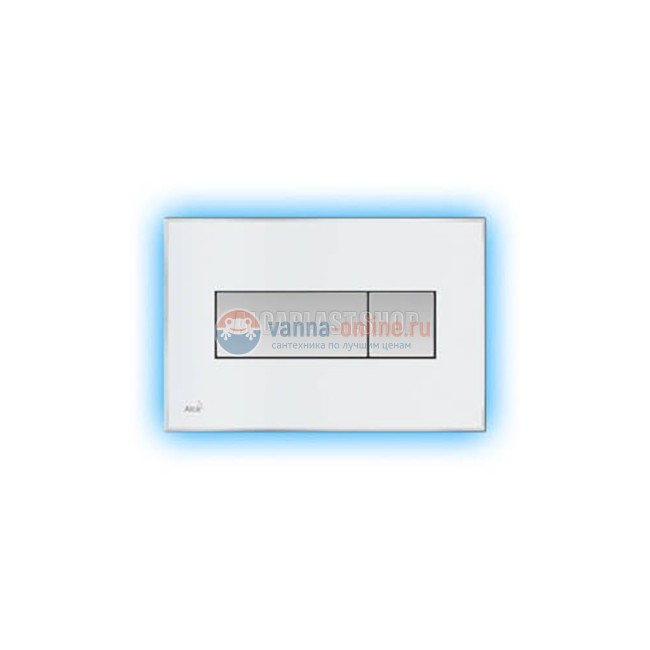 Кнопка управления AlcaPlast M1470-AEZ111 с цветной пластиной, светящаяся кнопка белая, свет голубой
