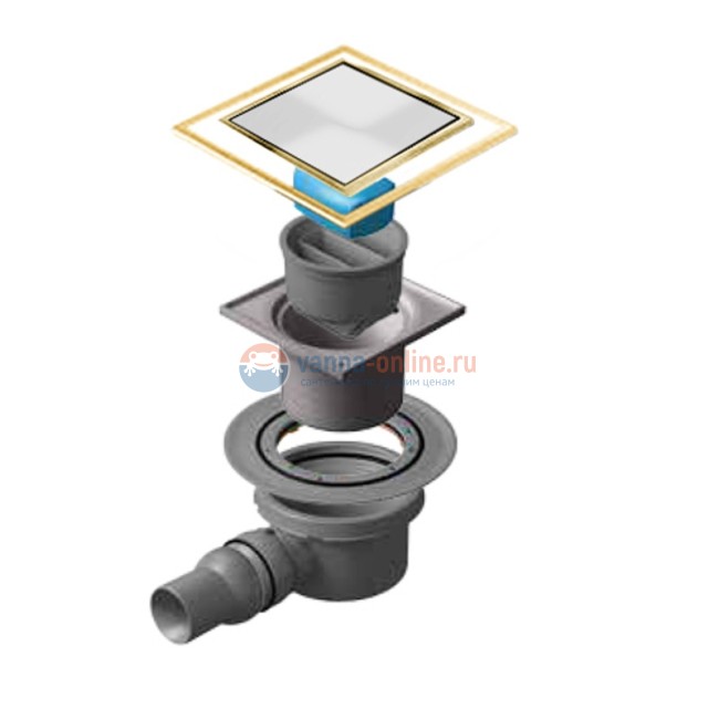 Трап водосток Pestan Confluo Standard Dry 1 White Glass Gold 100 х 100 мм белое закаленное стекло/цвет рамки - золото 13000175 Трап водосток Pestan Confluo Standard Dry 1 White Glass Gold 100 х 100 мм белое закаленное стекло/цвет рамки - золото 13000175