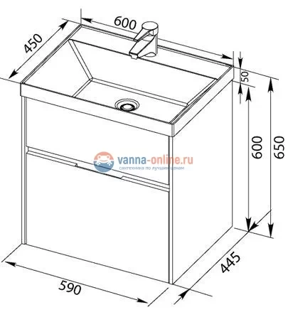 Тумба под раковину Aquanet Латина 60 (2 ящика) 00179934, цвет фасада белый Тумба под раковину Aquanet Латина 60 (2 ящика) 00179934, цвет фасада белый