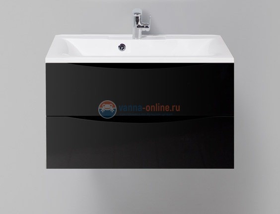 Тумба под раковину BelBagno Marino MARINO-800-2C-SO-NL-P, 80 х 45 х 55 см, Nero Lucido - черный глянец